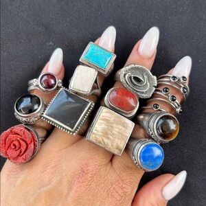 Vintage Claudia Agudelo Vintage ExEx 925 Sterling Silver Rings Authentic Stones